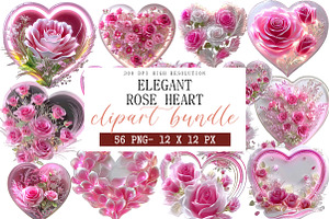 Elegant Rose Heart Clipart, an Illustration by DreamArtGraphic