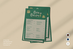 Brew Bean & Signature Drinks Menu, a Poster Template by Izdihaar_Studio