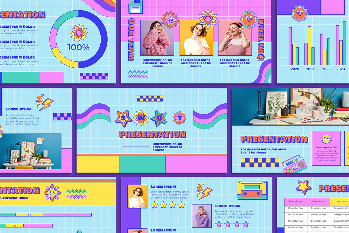 Retro Colorful Powerpoint Template, a Presentation Template by SKY CREATION