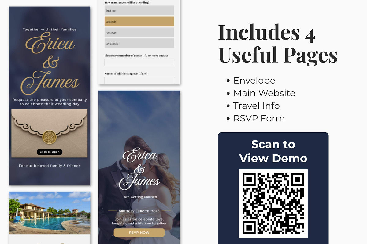 Navy Wedding Website Invitation, a Landing Page Template by Everyday Perfection (Photo 3 of 10)