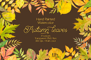 Watercolor autumn leaves clip art