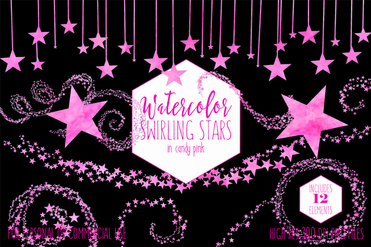 Watercolor Twinkle Stars in Pink, an Object Illustration by ClipartBrat Graphics (Photo 2 of 5)