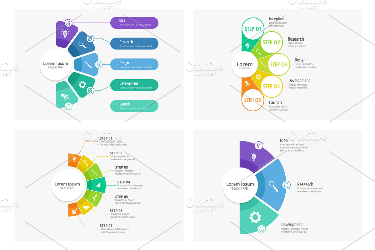 Semicircle pie chart infographic, a Finance Illustration by winwin.art