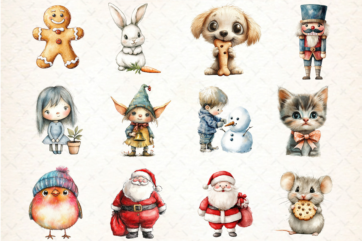 Whimsical Christmas Clipart, an Illustration by DreamCafeArt (Photo 4 of 4)