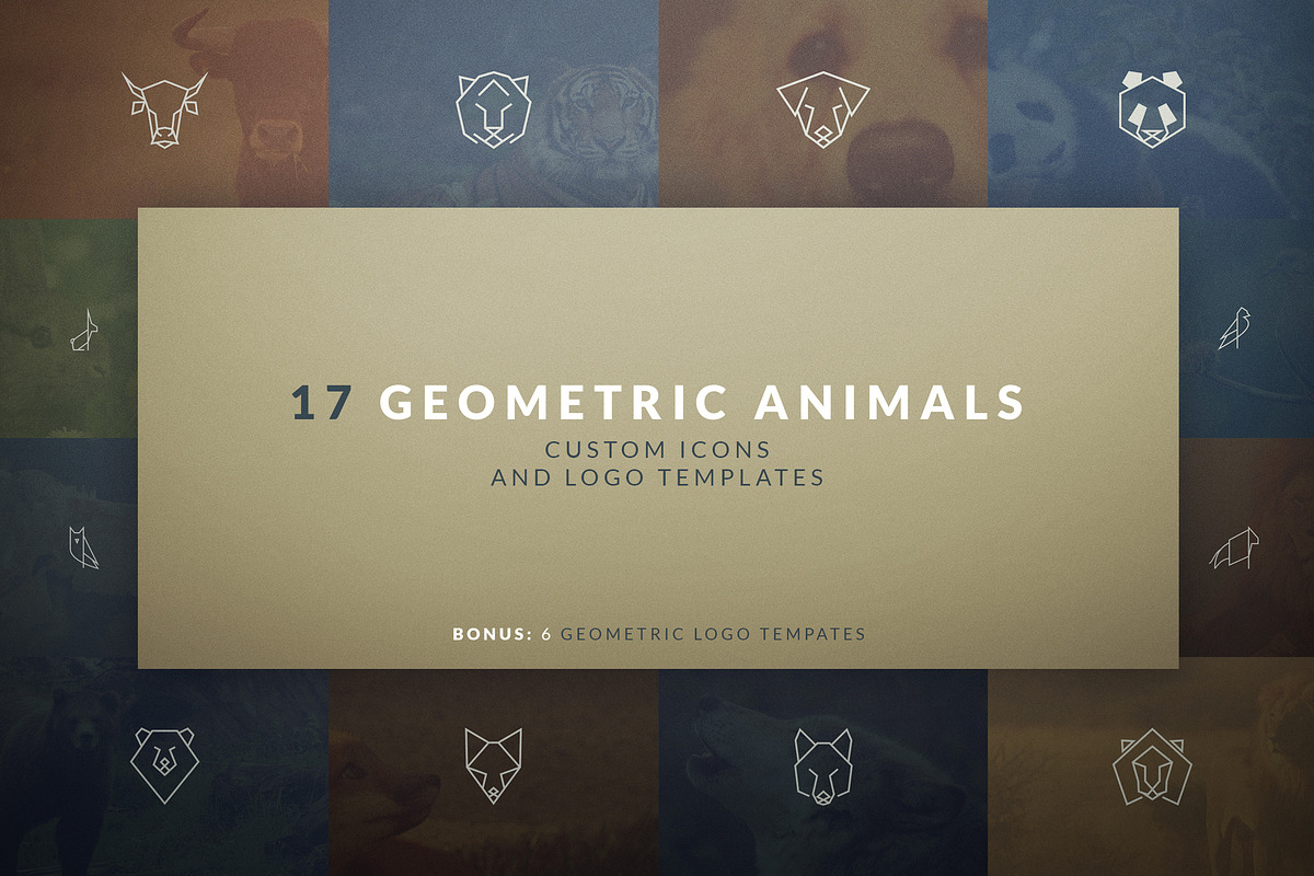 17 Geometric Animal Icons and Logos, a Branding & Logo Template by VP Fonts (Photo 1 of 33)