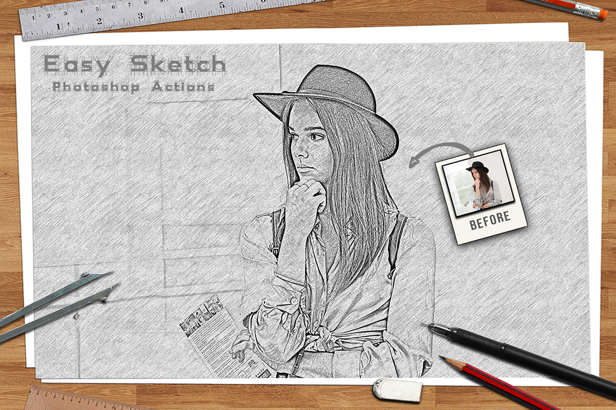 30 Modern Sketch Photoshop Actions, an Action Add-On by Jacpot007 (Photo 26 of 26)