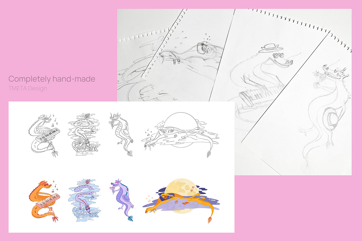 Romantic Dragons | Illustration Kit, an Animal Illustration by TMETA design (Photo 5 of 12)