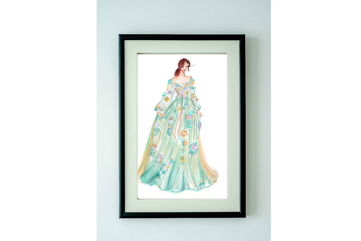 Flower pastel gown dress fashion, a Person Illustration by tranyenhanu (Photo 2 of 3)