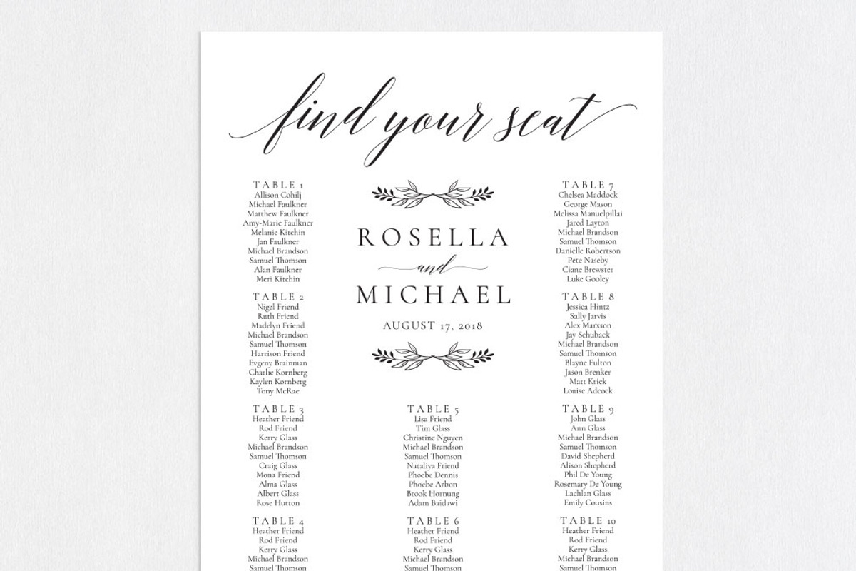 Wedding seating chart SHR159, an Invitation Template by Shafura_Wedding (Photo 3 of 5)