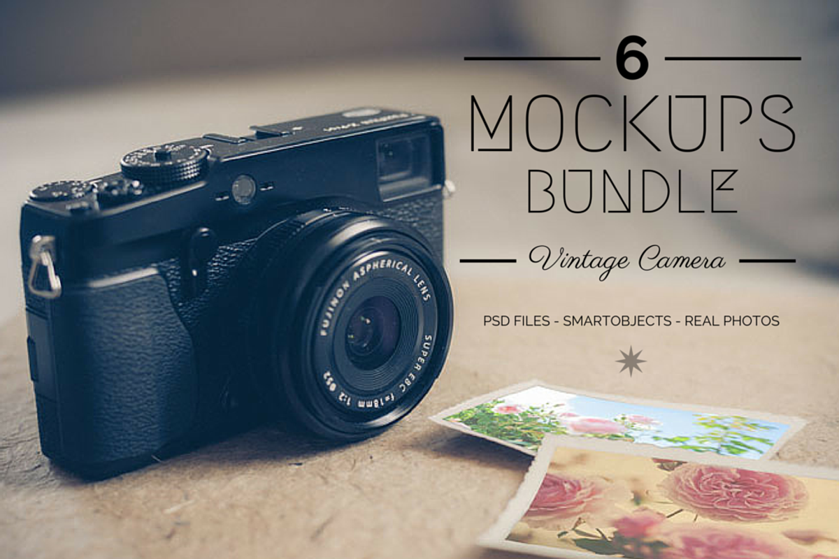 6 Vintage Camera Mockups Bundle, a Mockup by Jana Mänz Photography (Photo 1 of 2)