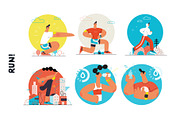 RUN! flat vector illustrations set, a Templates & Theme by Grivina's shop (Thumbnail 8 of 24)