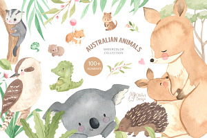 AUSTRALIAN ANIMALS. Watercolor Set