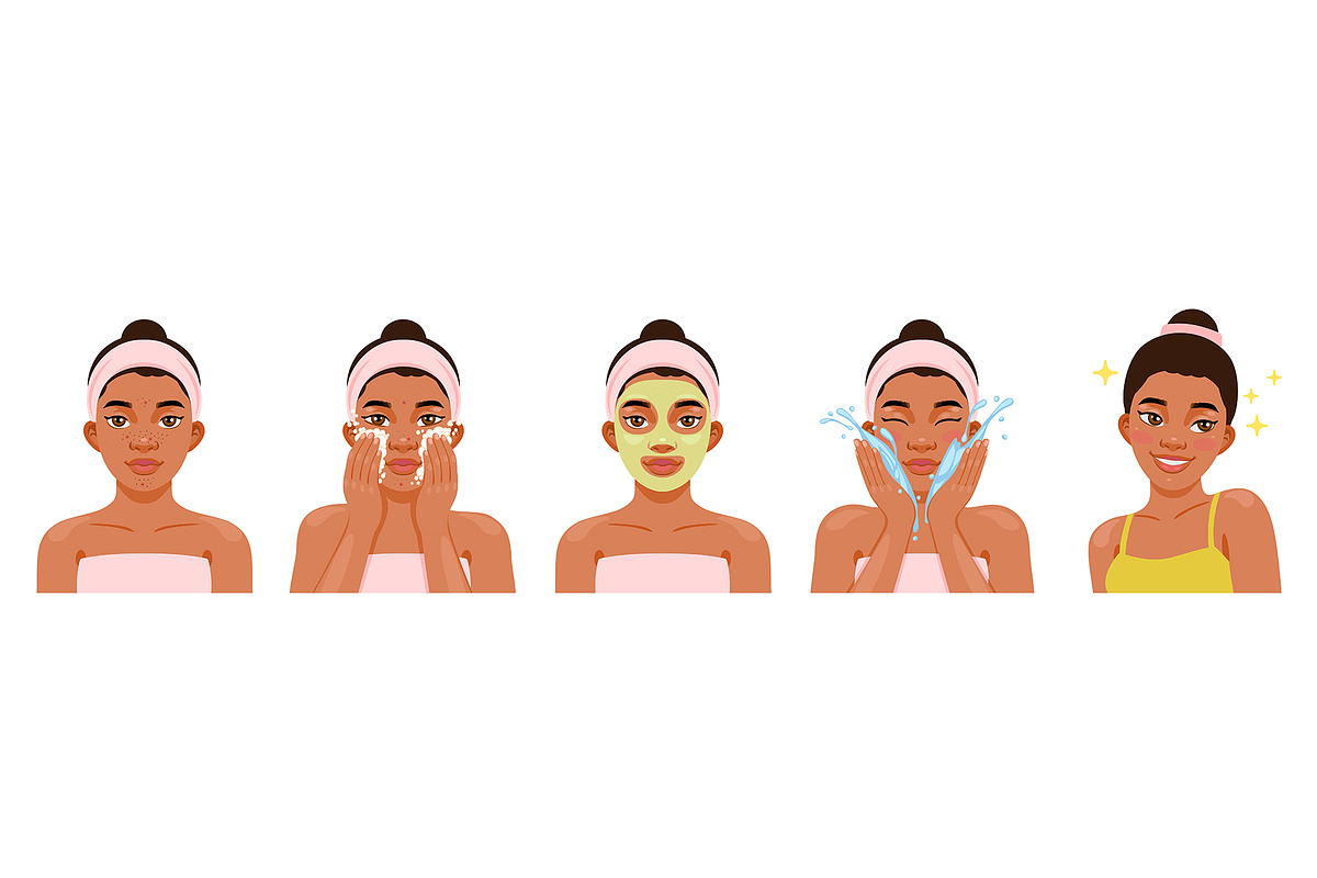 Skin pore cleaning, cartoon woman, an Illustration by Buch&Bee (Photo 3 of 3)