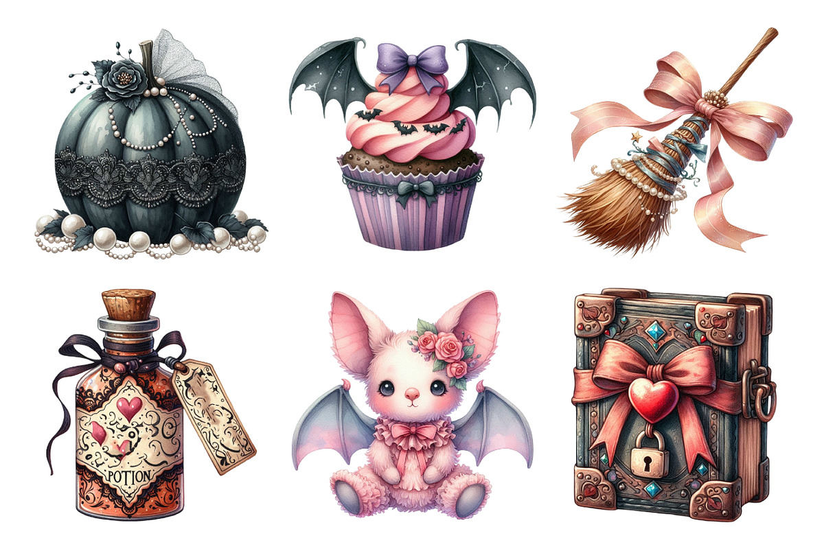 Gothic Coquette Halloween Clipart, an Illustration by Daily.Designs (Photo 5 of 5)