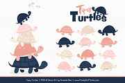 Navy & Blush Turtle Stack Clipart, an Illustration by Amanda Ilkov (Thumbnail 1 of 4)