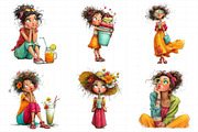Whimsical Summer Coffee Girl Clipart, an Illustration by Daily.Designs (Thumbnail 3 of 8)