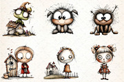 Whimsical Halloween Clipart Bundle, an Illustration by DreamCafeArt (Thumbnail 5 of 8)