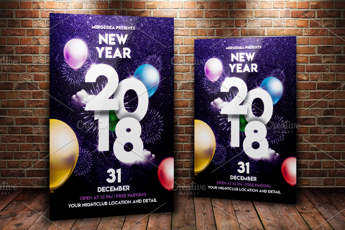 New Year Party Flyer Template, a Flyer Template by MergeIdea (Photo 2 of 2)