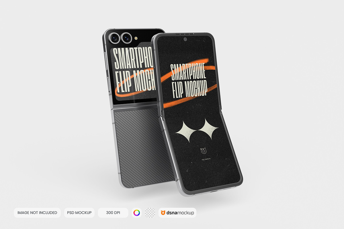Smartphone Galaxy Z Flip Mockup V2, an Android Mockup by DSNA Mockup (Photo 3 of 6)