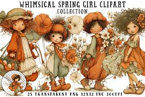 Whimsical Spring Girl Clipart, an Illustration by OK Design