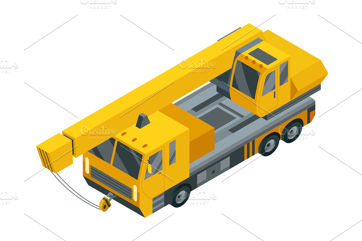 A Yellow Isometric Crane Vehicle on, an Illustration by the8monkey