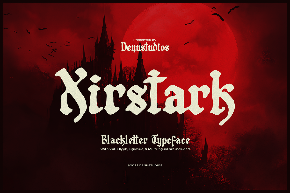 Xirstark | Blackletter Typeface, a Blackletter Font by Denustudios (Photo 1 of 12)