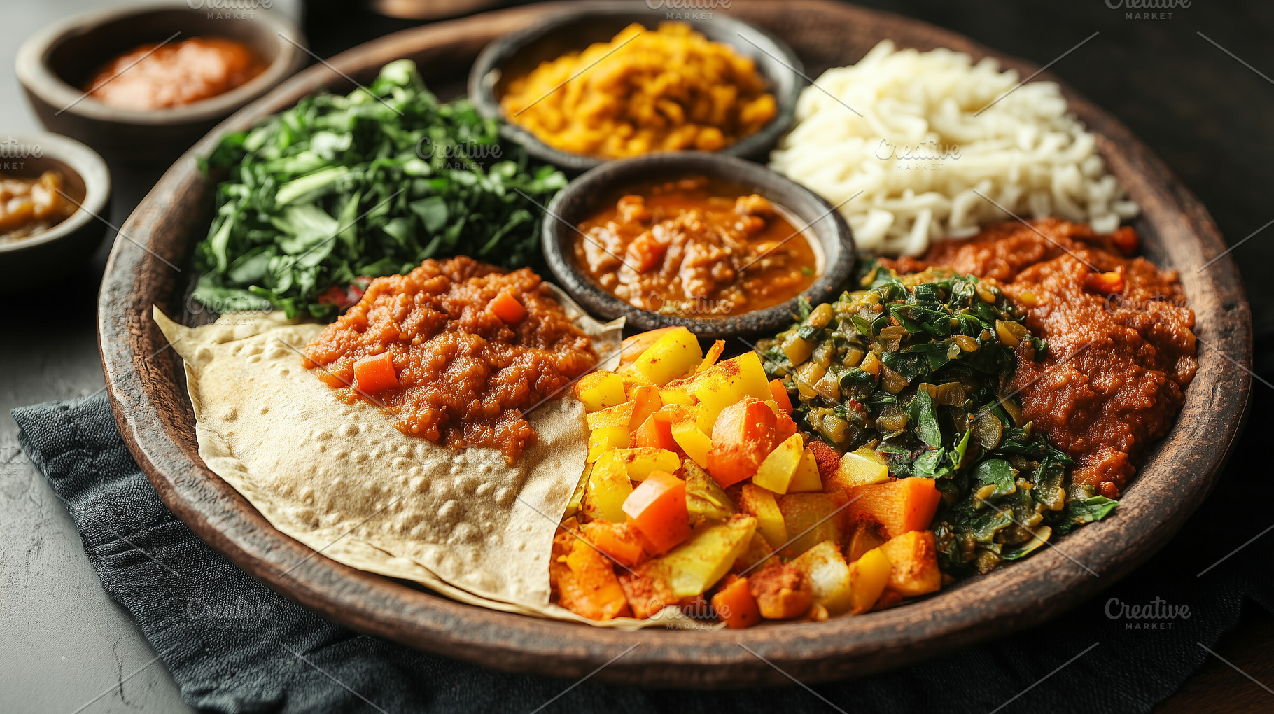 Colorful ethiopian injera on a plate, a Food & Drink Photo by MistyDay