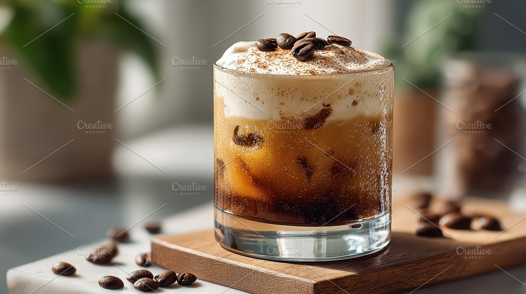 Iced Coffee Drink with Whipped Cream, a Photo by Pixeness Studio