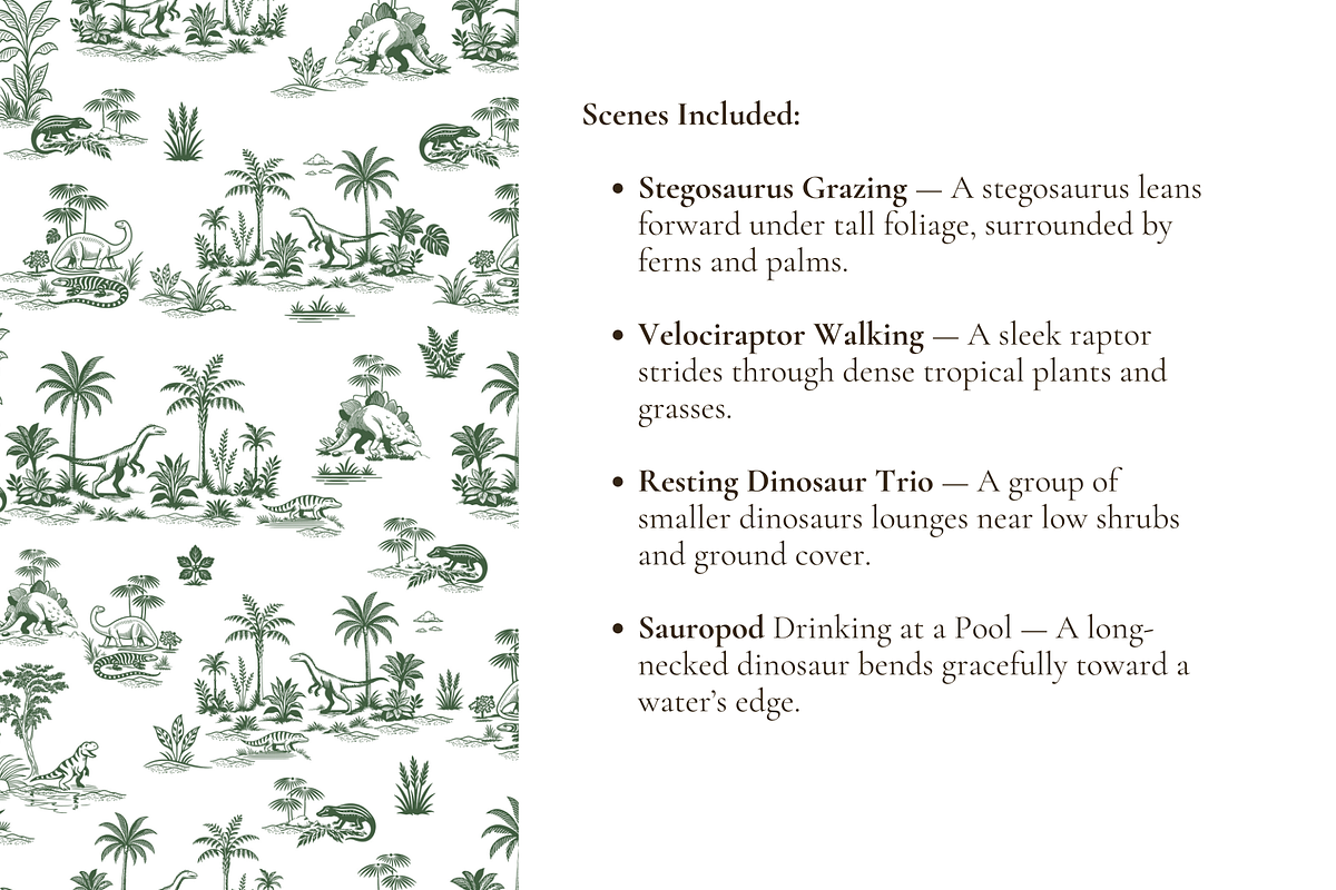Dinosaur Illustrated Toile Pattern, a Background Graphic by Hughes Studio (Photo 4 of 8)