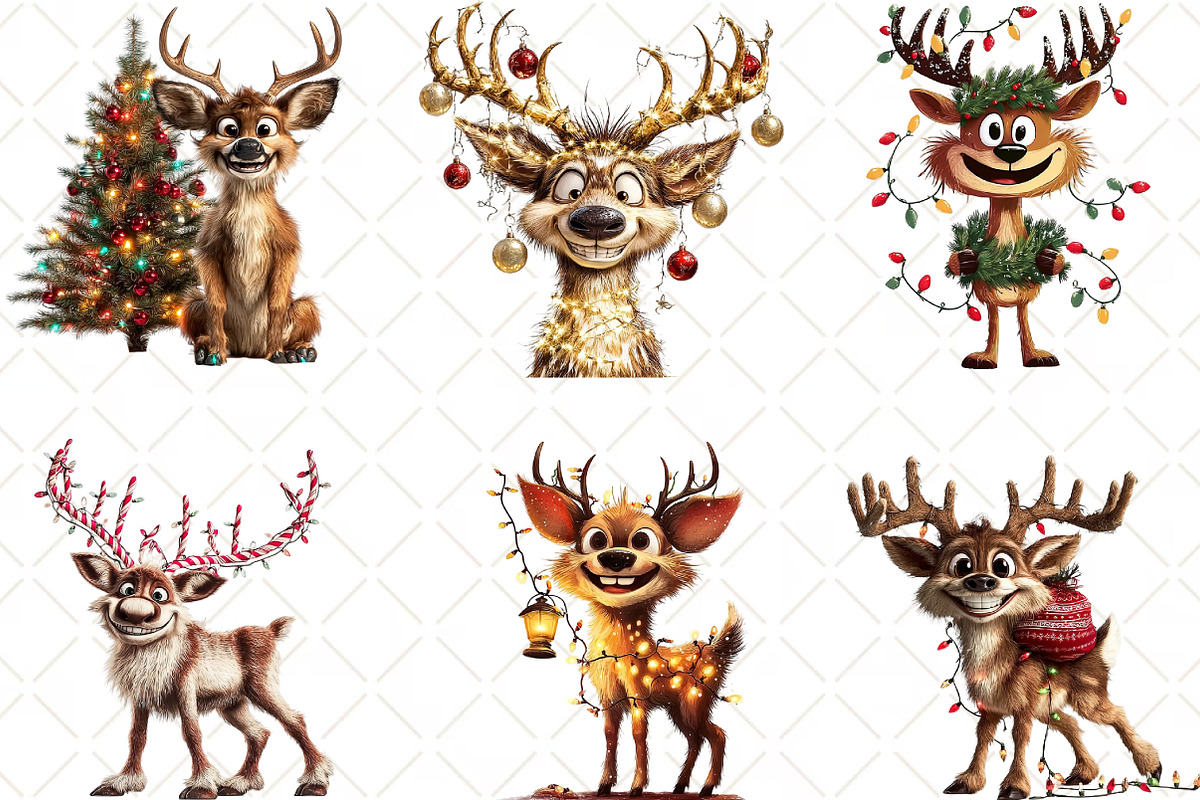 Christmas Deer Clipart, an Illustration by Black Bird Studio (Photo 4 of 6)