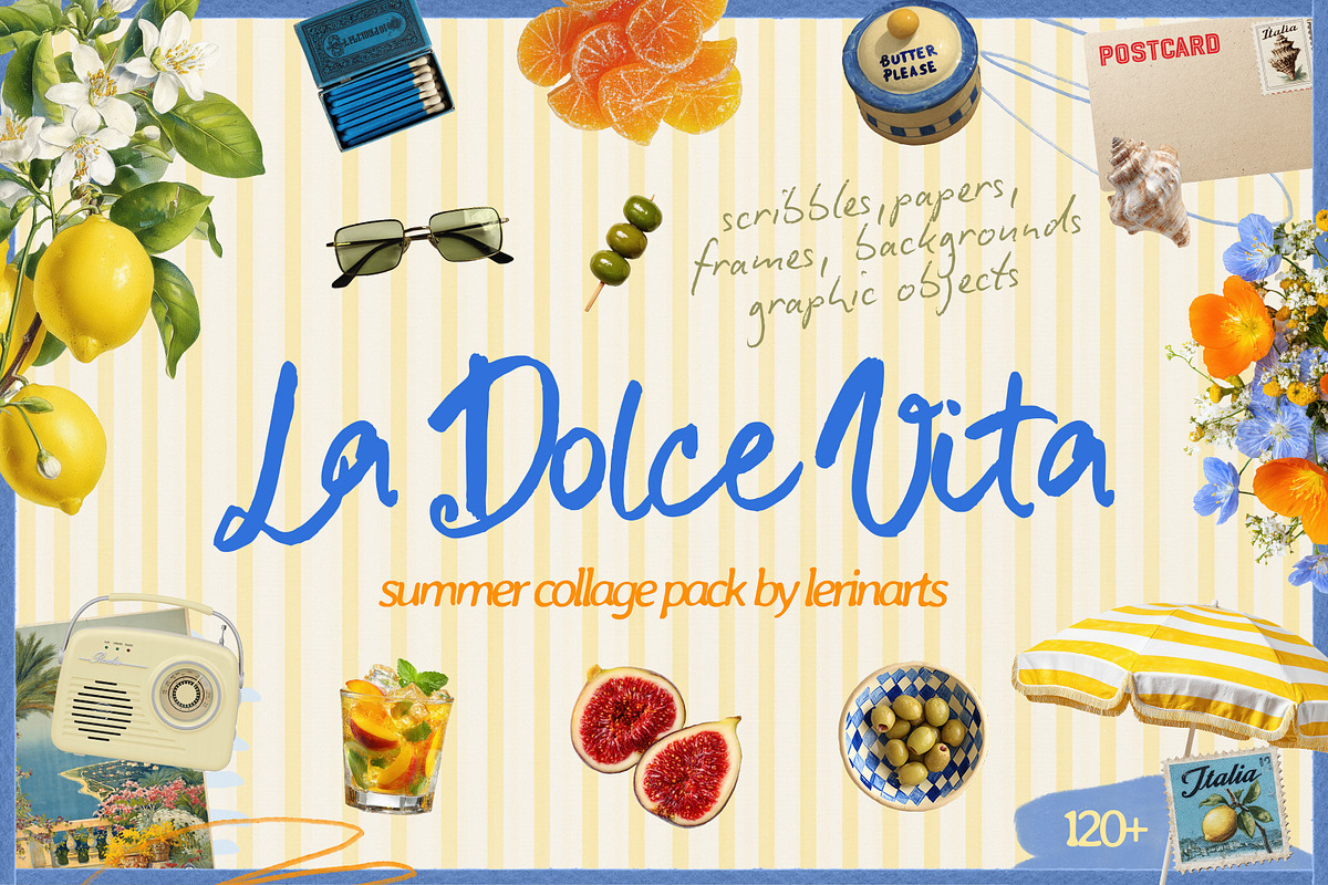 La Dolce Vita Summer Collage Pack, an Object Graphic by lerinartstudio