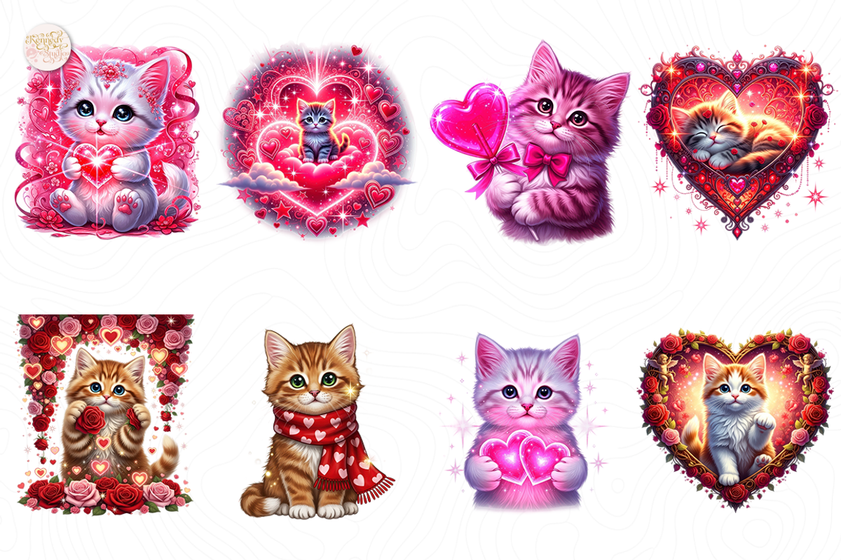 Cute Kitten PNG Clipart with Heart, an Animal Illustration by KennedyStudio (Photo 2 of 5)