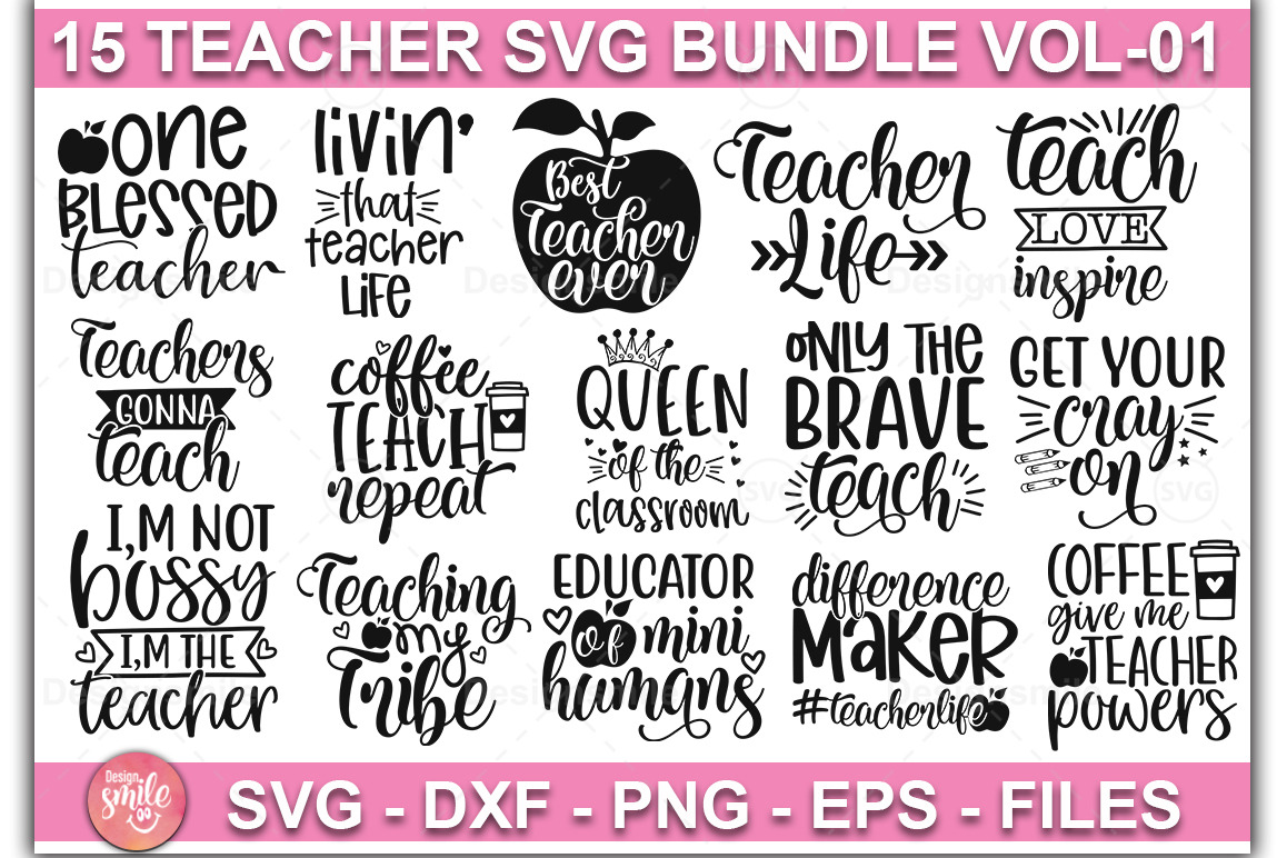 Teacher SVG Bundle Vol-01, an Education Illustration by DESIGNAVO