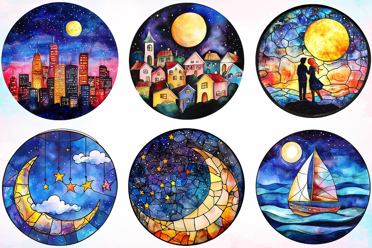 Moonlit Nights Round Stained Glass, an Object Illustration by Canvas Craft (Photo 4 of 4)