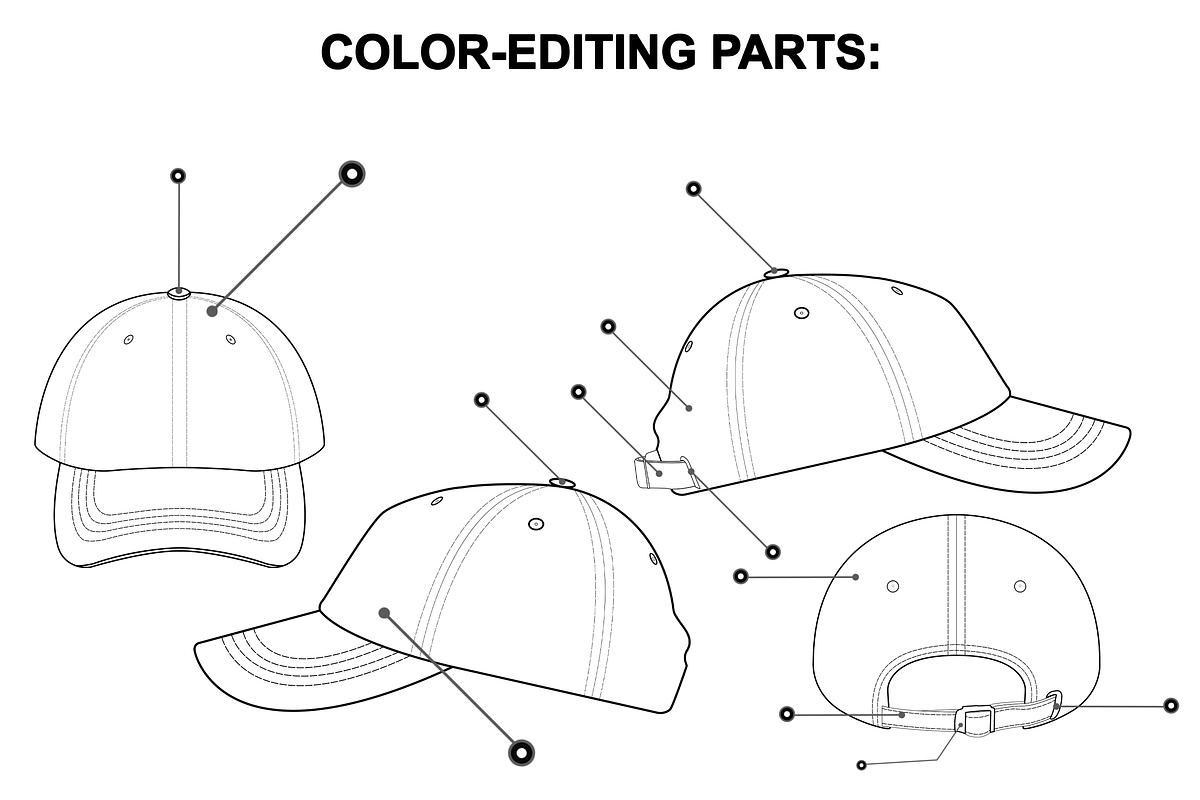Dad Cap Tech Pack Flat Mockup, a Hat Mockup by Infinity Mockups (Photo 4 of 8)