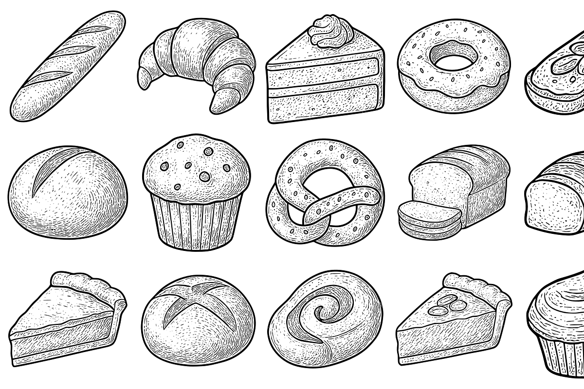 Bakery Pastries Collection, an Object Graphic by nikagraphic