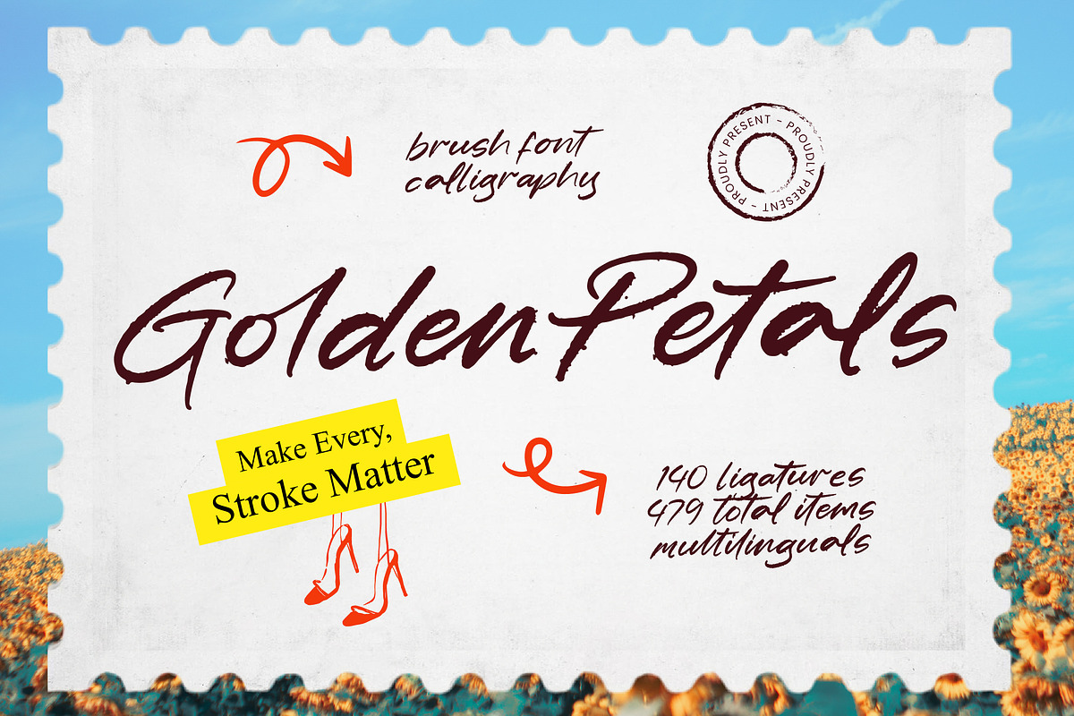 Golden Petals Brush Font Calligraphy, a Script Font by Letterena Studios Script (Photo 1 of 10)