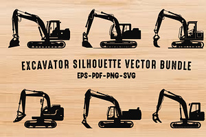 Excavator Silhouettes Clipart Set, a Transportation Illustration by Gfx Expert Team
