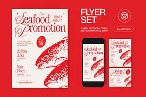 Seafood Restaurant Promotion Flyer, a Flyer Template by graphicook