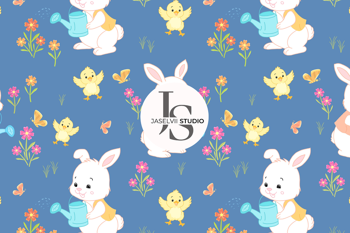 Bunny Chick - Blue, a Pattern Graphic by Jaselvii Studio (Photo 7 of 7)