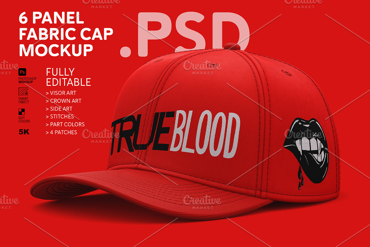 6-Panel Cap Mockup - Full Fabric PSD, a Hat Mockup by LESZ Design (Photo 1 of 12)