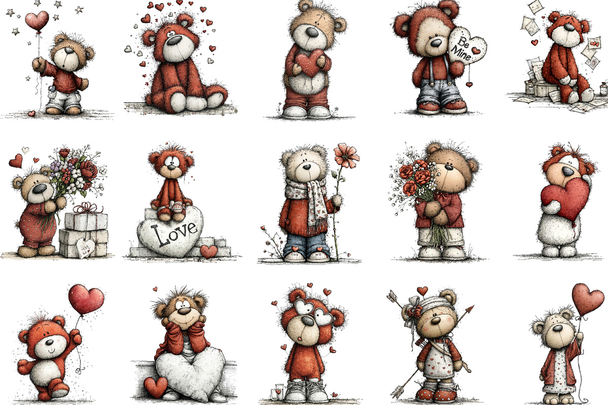 Valentine Whimsical Teddy Bear, an Illustration by Designking (Photo 3 of 5)