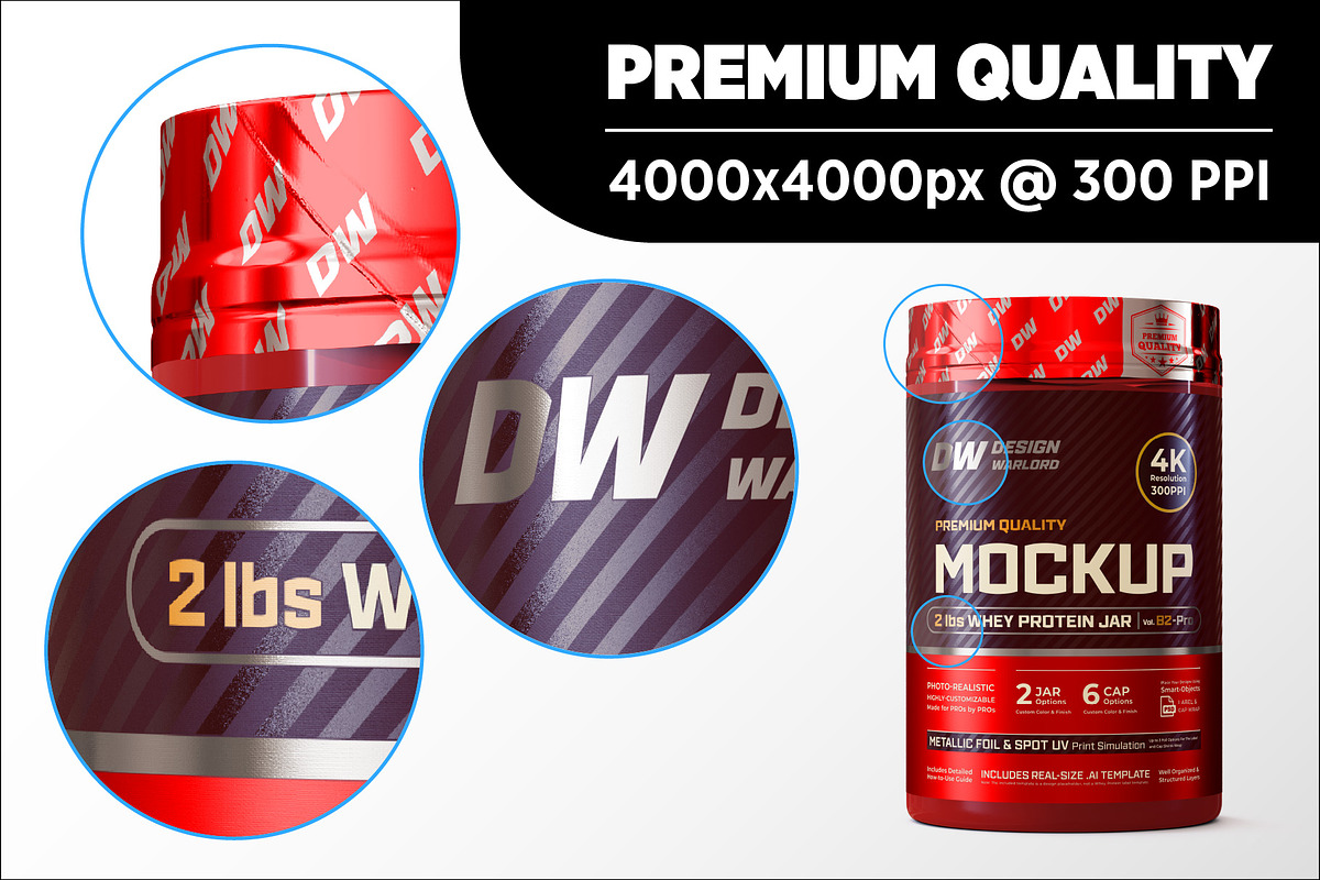 2lb Whey Protein Jar Mockup B2-Pro, a Packaging Mockup by Design Warlord (Photo 12 of 16)