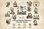 Cute Spooky Halloween Fussy, a Seasonal Illustration by Print Haven Mochi Vintage (Thumbnail 1 of 6)