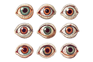 Zombie creepy eye with optic nerve, an Object Illustration by Valerie Bodnar