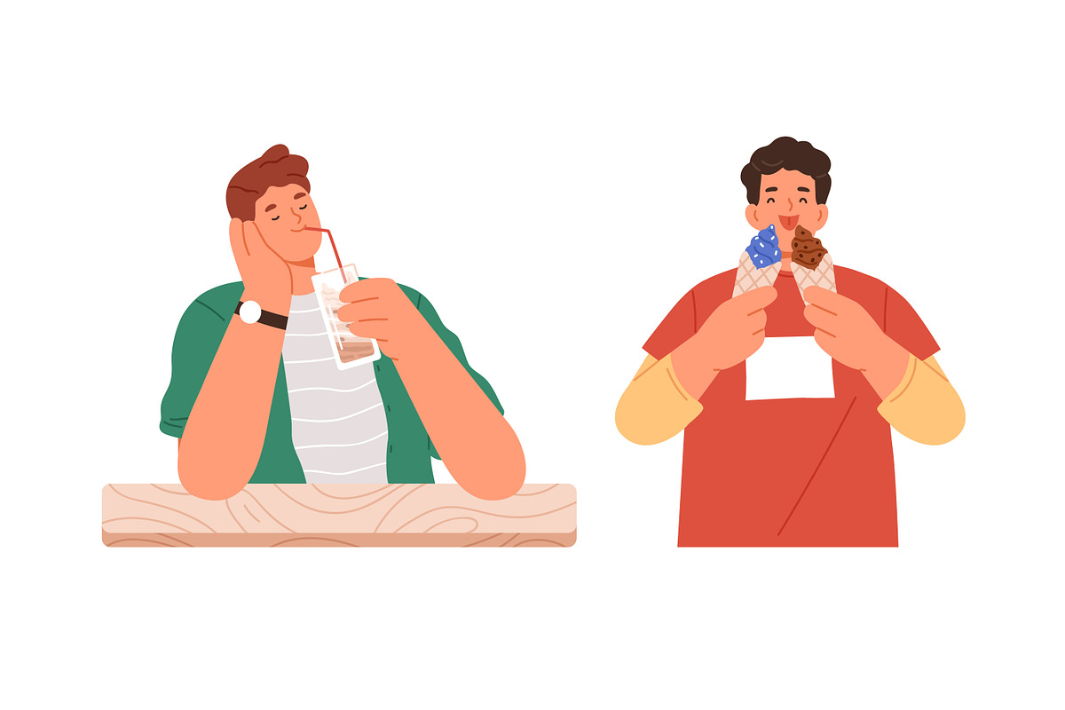 People eating desserts set + banner, a Food Illustration by Good Studio (Photo 2 of 8)