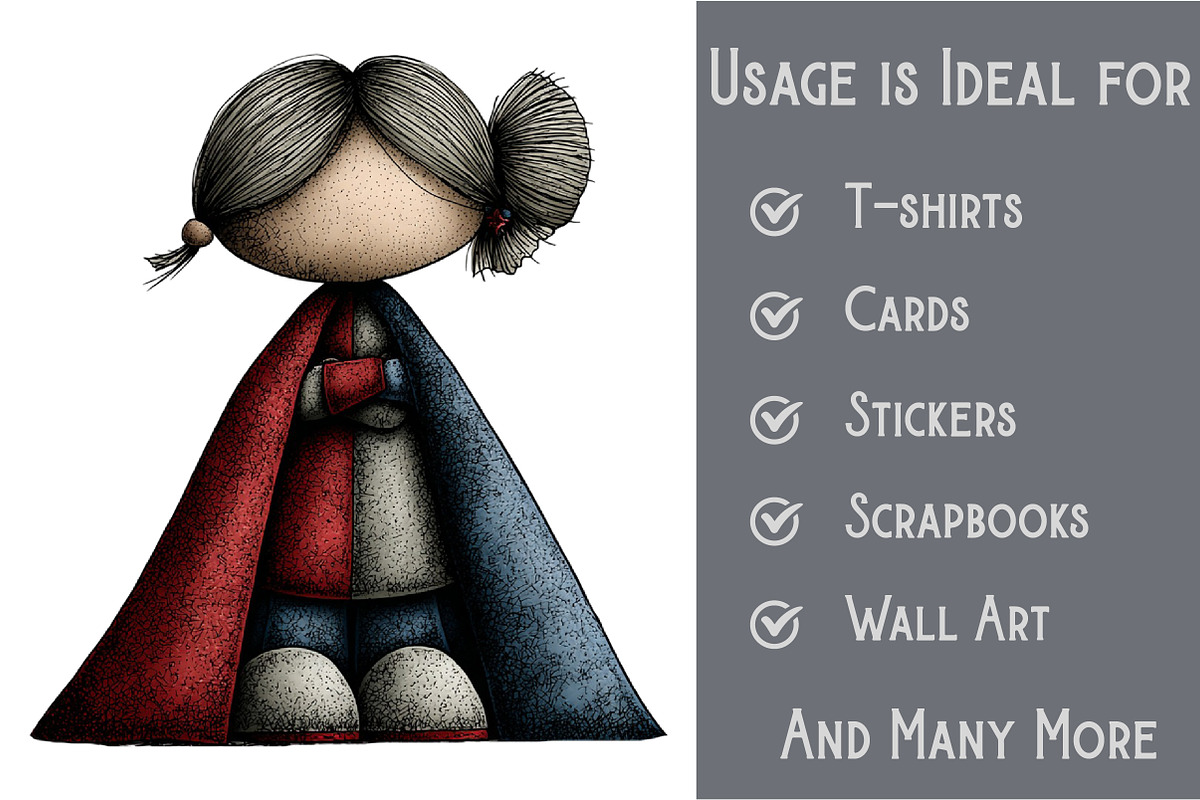Whimsical Girl Clipart, an Illustration by Pixels.Craft (Photo 3 of 6)
