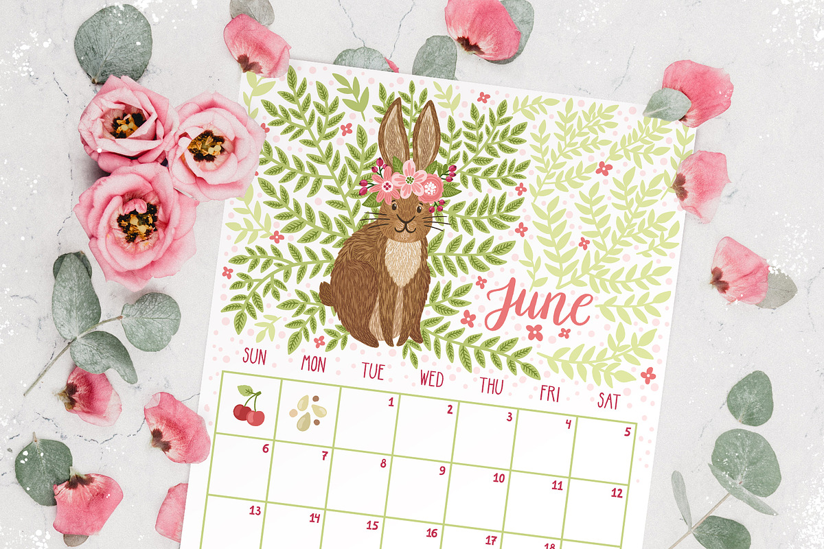 2022 calendar planner with animals, a Stationery Template by MagicForestory (Photo 6 of 8)