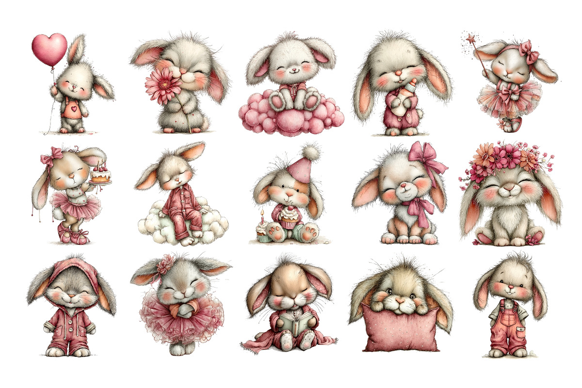 Nursery Bunny Watercolor Clipart PNG, an Animal Illustration by Nicolle's Colorful Art (Photo 2 of 3)