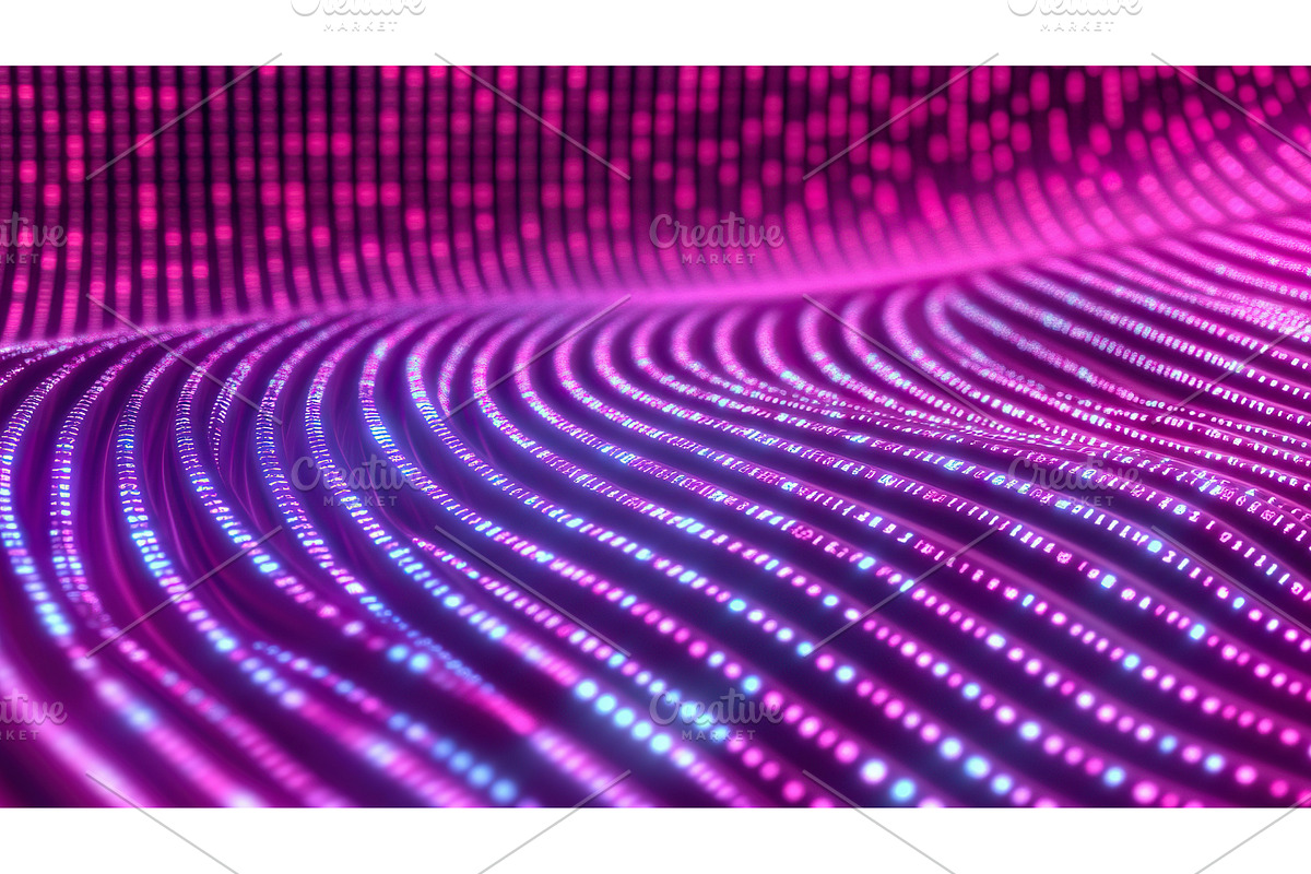 Abstract pink and purple light wave, an Illustration by Lermont51
